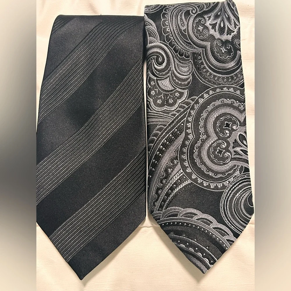2 DJT sophisticated black and gray patterned ties - Picture 1 of 5